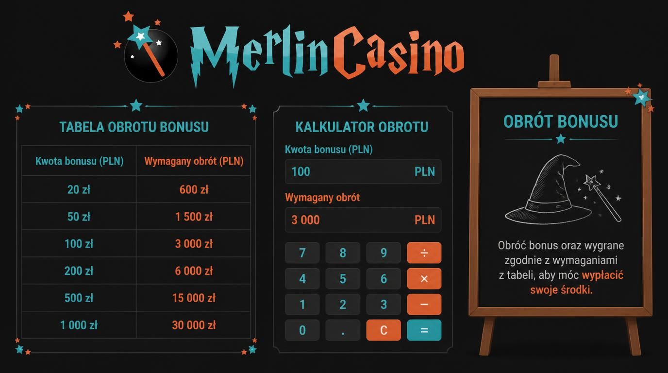 Tabela obrotu bonusu z kalkulatorem i lupą